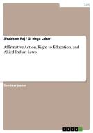 Affirmative Action, Right To Education, And Allied Indian Laws di Shubham Raj, G Naga Lahari edito da Grin Publishing