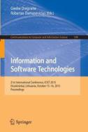 Information and Software Technologies edito da Springer-Verlag GmbH