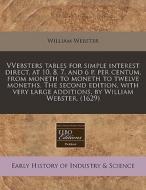 Vvebsters Tables For Simple Interest Dir di William Webster edito da Eebo Editions, Proquest