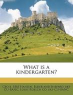 What Is A Kindergarten? di Geo B. 1863 Hansen, Elder And Shepard Bkp Cu-Banc, Louis Roesch Co Bkp Cu-Banc edito da Nabu Press