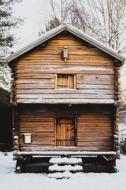 Tiny Snowy Cabin in the Woods: 150 Page Lined 6 X 9 Notebook/Diary/Journal di Jl Designs edito da Createspace Independent Publishing Platform