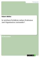 In Welchem Verh Ltnis Stehen Profession Und Organisation Zueinander? di Robert Moller edito da Grin Publishing