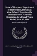 State of Montana, Department of Institutions, Mountain View School, Report on the Examination of Financial Schedules, Tw edito da CHIZINE PUBN