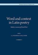 Word and Context in Latin Poetry di A. J. Woodman edito da Cambridge Philological Society