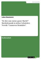 "Ist dies nun meine ganze Macht?" Machtdynamik in Arthur Schnitzlers Novelle "Casanovas Heimfahrt". di Lukas Baumanns edito da GRIN Verlag