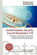 United Nations Security Council Resolution 716 edito da Betascript Publishing