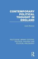 Contemporary Political Thought In England di Lewis Rockow edito da Taylor & Francis Ltd