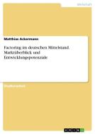 Factoring im deutschen Mittelstand. Marktüberblick und Entwicklungspotenziale di Matthias Ackermann edito da GRIN Publishing