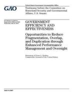 Government Efficiency and Effectiveness: Opportunities to Reduce Fragmentation, Overlap, and Duplication Through Enhanced Performance Management and O di United States Government Account Office edito da Createspace Independent Publishing Platform