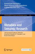 Metadata and Semantic Research edito da Springer International Publishing