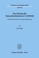 Das Prinzip der Naturalrestitution in § 249 BGB. di Udo Wolter edito da Duncker & Humblot