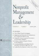 Nonprofit Management & Leadership, Volume 18, Number 3 di NML edito da JOSSEY BASS