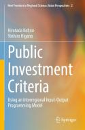 Public Investment Criteria: Using an Interregional Input-Output Programming Model di Hirotada Kohno, Yoshiro Higano edito da SPRINGER NATURE