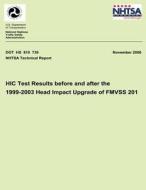 Hic Test Results Before and After the 1999-2003 Head Impact Upgrade of Fmvss 201: Nhtsa Technical Report Dot HS 810 739 di National Highway Traffic Safety Administ edito da Createspace