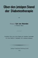 Über den jetzigen Stand der Diabetestherapie di Carl Von Noorden edito da J.F. Bergmann-Verlag