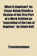 What Is Baptism?; An Essay: Being Chiefl di Transmontanus edito da General Books