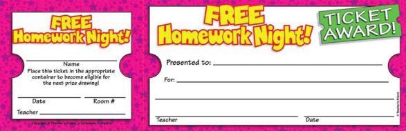 Free Homework Night Ticket Awards di Teacher's Friend edito da SCHOLASTIC TEACHING RES