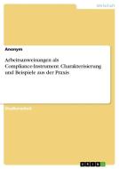 Arbeitsanweisungen als Compliance-Instrument. Charakterisierung und Beispiele aus der Praxis di Anonym edito da GRIN Publishing