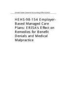 Hehs-98-154 Employer-Based Managed Care Plans: Erisa's Effect on Remedies for Benefit Denials and Medical Malpractice di United States General Acco Office (Gao) edito da Createspace Independent Publishing Platform