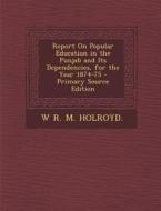 Report on Popular Education in the Punjab and Its Dependencies, for the Year 1874-75 di W. R. M. Holroyd edito da Nabu Press