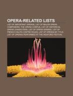 Opera-related lists di Source Wikipedia edito da Books LLC, Reference Series
