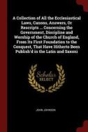 A Collection of All the Ecclesiastical Laws, Canons, Answers, or Rescripts ... Concerning the Government, Discipline and di John Johnson edito da CHIZINE PUBN