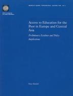 Access To Education For The Poor In Europe And Central Asia di Nancy Vandycke, The World Bank edito da World Bank Publications