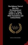 The Hebrew Text Of Ben Sira (ecclesiasticus) Codex B. Chaps. Xxxix To Xliii, 33, With Translation And Critical Notes di Calvin Alexander McRae edito da Andesite Press