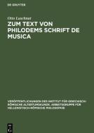 Zum Text von Philodems Schrift De Musica di Otto Luschnat edito da De Gruyter