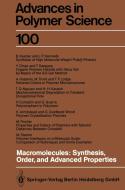 Macromolecules: Synthesis, Order and Advanced Properties edito da Springer Berlin Heidelberg