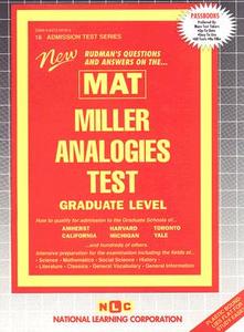 Miller Analogies Test (MAT): Graduate Level di National Learning Corporation edito da National Learning Corp