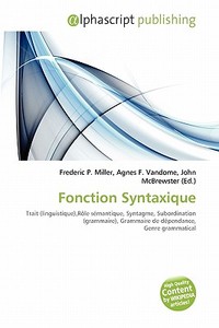 Fonction Syntaxique edito da Alphascript Publishing