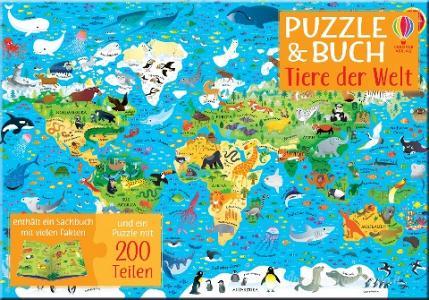 Puzzle & Buch: Tiere der Welt di Sam Smith, Kirsteen Robson edito da Usborne Verlag