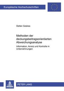 Methoden der deckungsbeitragsorientierten Abweichungsanalyse di Stefan Geskes edito da Lang, Peter GmbH