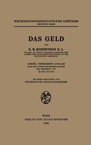 Das Geld di D. H. Robertson, Karl Bode, Joseph Alois Schumpeter edito da Springer