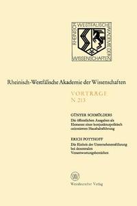 Die öffentlichen Ausgaben als Elemente einer konjunkturpolitisch orientierten Haushaltsführung. Die Einheit der Unterneh di Günter Schmölders edito da VS Verlag für Sozialwissenschaften