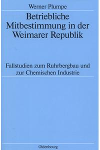 Betriebliche Mitbestimmung In Der Weimarer Republik di Werner Plumpe edito da Walter De Gruyter