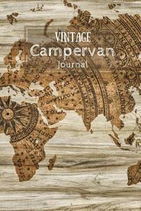 Vintage Campervan Journal: World Map with Parchment Effect and Wooden Panelled Background di Little Chocolate Dog Publishing edito da Createspace Independent Publishing Platform