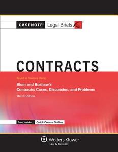 Casenote Legal Briefs: Contracts, Keyed to Blum and Bushaw, Third Edition di Casenotes edito da ASPEN PUBL