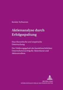 Aktienanalyse durch Erfolgsspaltung di Kerstin Terhoeven edito da Lang, Peter GmbH