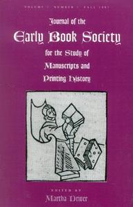 Journal of the Early Book Society di Martha W. Driver edito da Pace University Press