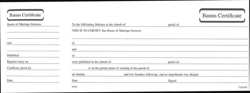 Banns of Marriage Certificate Book Mb6 edito da SPCK Publishing