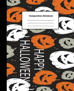 Composition Notebook: Orange Spooky Halloween Ghost and Pumpkin Wide Ruled Paper di Tom's Sunshine edito da LIGHTNING SOURCE INC