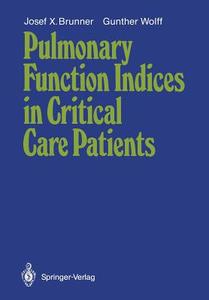 Pulmonary Function Indices in Critical Care Patients di Josef X. Brunner, Gunther Wolff edito da Springer Berlin Heidelberg