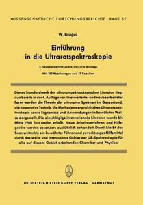 Einführung in die Ultrarotspektroskopie di W. Brügel edito da Steinkopff