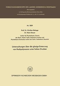 Untersuchungen über die glasige Erstarrung von Hochpolymeren unter hohen Drucken di Günther Rehage edito da VS Verlag für Sozialwissenschaften