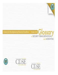 Glossary of Security Terms, Definitions and Acronyms di Cent Development of Security Excellence edito da Createspace