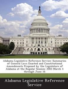 Alabama Legislative Reference Service edito da Bibliogov