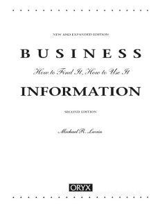 Business Information di Michael Lavin edito da Greenwood