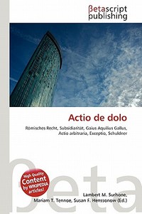 Actio de dolo edito da Betascript Publishing